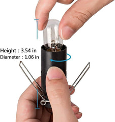 Close-up of an E14 replacement bulb showing dimensions: 3.54 inch height, 1.06 inch diameter