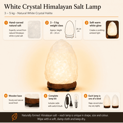 Crystal Himalayan Salt Lamp (3-5kg) – infographic highlighting the product's key features