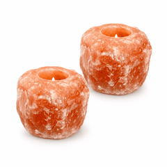Natural Pink Himalayan Salt Candle Holder (Set of 2) – studio product photo on a plain white background