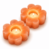 Flower Shape Himalayan Salt Candle Holder (Set of 2) – studio product photo on a plain white background