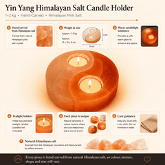 Yin Yang Himalayan Salt Candle Holder – infographic highlighting the product's key features