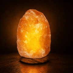 Himalayan Salt Lamp (1.5-2kg) – studio photo lit against a dark background