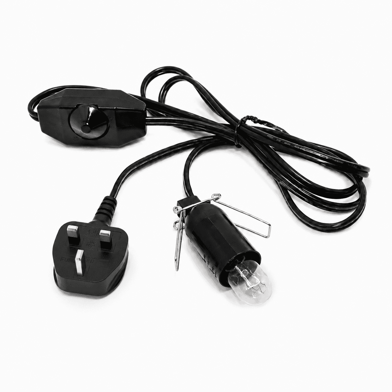 Salt lamp Black Cable with Dimmer – studio product photo on a plain white background
