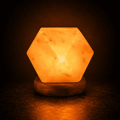 Diamond Himalayan Salt Lamp (USB Multi-Colour) – studio photo lit against a dark background