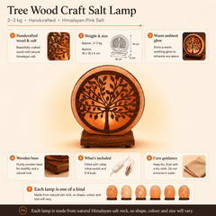 Tree Wood Craft Himalayan Salt Lamp – infographic highlighting the product's key features