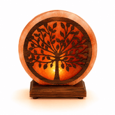 Tree Wood Craft Himalayan Salt Lamp – studio product photo on a plain white background