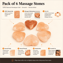 Himalayan Salt Massage Stones (Pack of 6) – infographic highlighting the product's key features