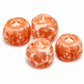 Natural Pink Himalayan Salt Candle Holder (Set of 4) – studio product photo on a plain white background