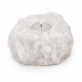 Rare White Crystal Salt Candle Holder (Set of 2) – studio product photo on a plain white background