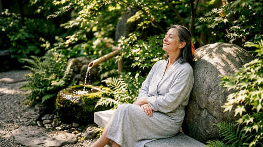Woman relaxing in salt therapy spa room