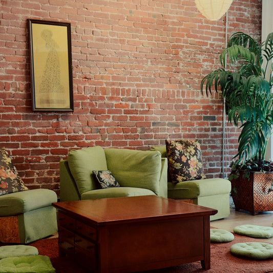 Cozy room with floor cushions, an ideal calm setup for a home meditation space