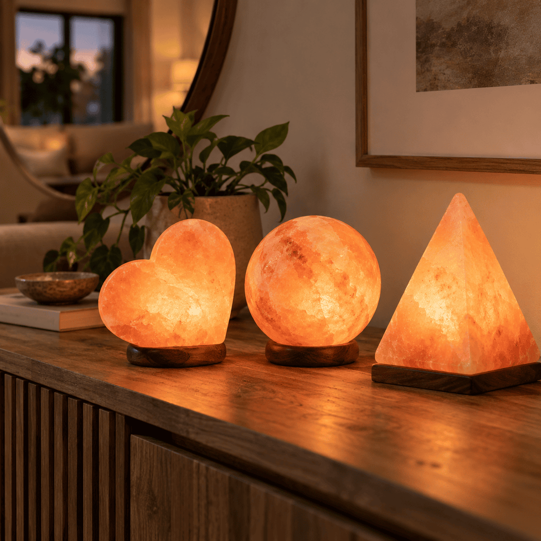 Salt Lamp Shapes — Heart, Ball, Pyramid, Angel and More
