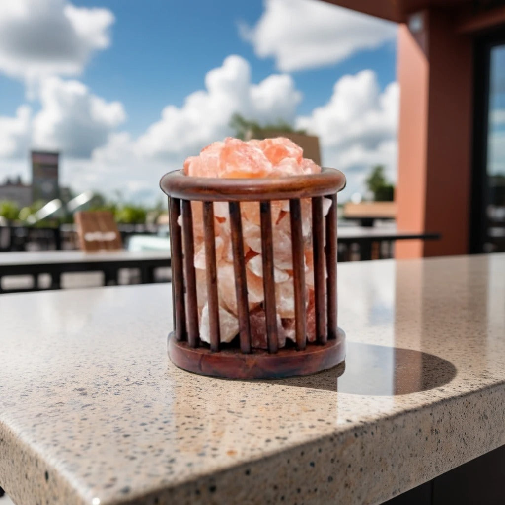 Cage Wood Basket Salt Lamp