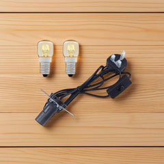 Two spare E14 bulbs with a UK-plug power cable and inline switch for Himalayan salt lamps