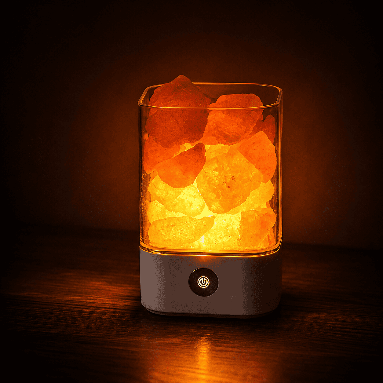 Crystal Salt Lamp with Chunks (USB Multi-Colour) – studio photo lit against a dark background