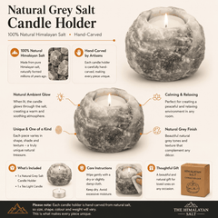 Grey Himalayan Salt Candle Holder (Set of 2) – infographic highlighting the product's key features