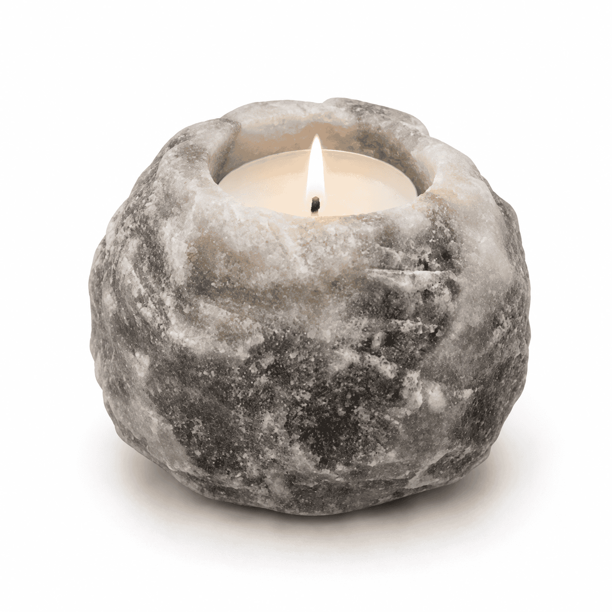 Grey Himalayan Salt Candle Holder (Set of 2) – studio product photo on a plain white background