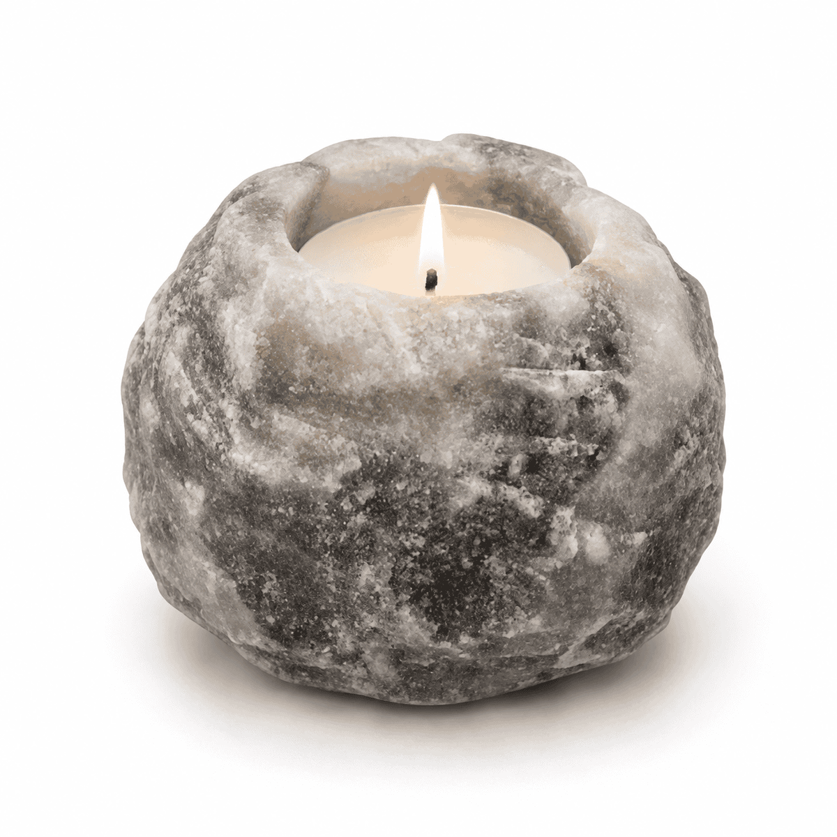 Grey Himalayan Salt Candle Holder (Set of 2) – studio product photo on a plain white background