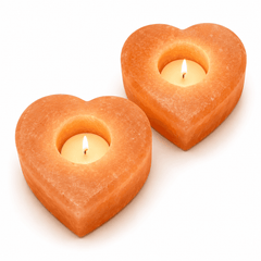 Heart Himalayan Salt Candle Holder (Set of 2) – studio product photo on a plain white background