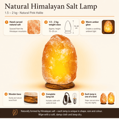 Himalayan Salt Lamp (1.5-2kg) – infographic highlighting the product's key features