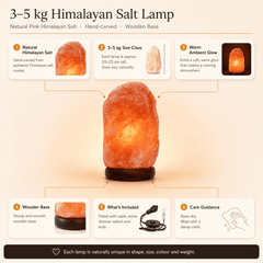 Himalayan Salt Lamp (3-5kg) – infographic highlighting the product's key features