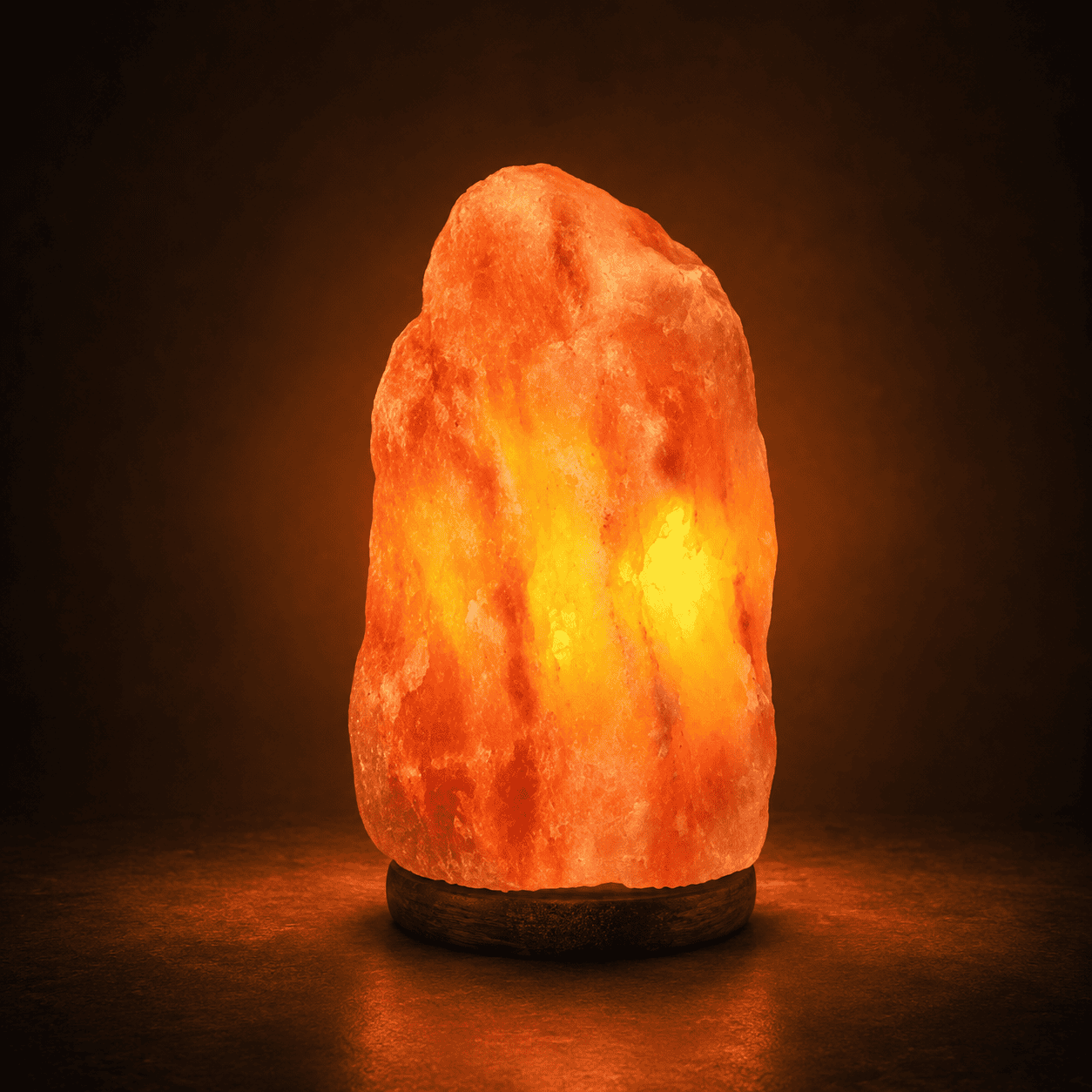 Himalayan Salt Lamp (4-6kg) – studio photo lit against a dark background