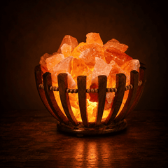 Bowl Wood Basket – studio photo lit against a dark background