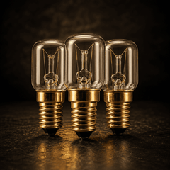 Himalayan Salt Lamp Bulbs E14 15W (Pack of 3) – studio photo lit against a dark background