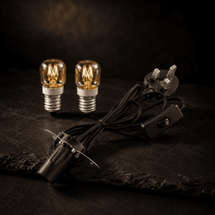 Himalayan Salt Lamp Cable with 2 Bulbs – studio photo lit against a dark background