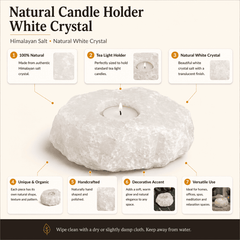 Rare White Crystal Salt Candle Holder (Set of 2) – infographic highlighting the product's key features