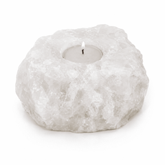 Rare White Crystal Salt Candle Holder (Set of 2) – studio product photo on a plain white background